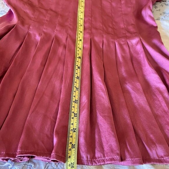 BCBG Max Azria Silk Pleated Button Up Blouse Sz S Mauve Coquette Fairy Romantic - Picture 11 of 11